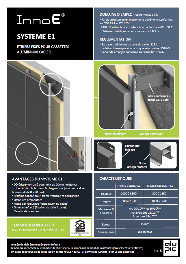 InnoE Système E1 Cassettes Aluminium / Acier