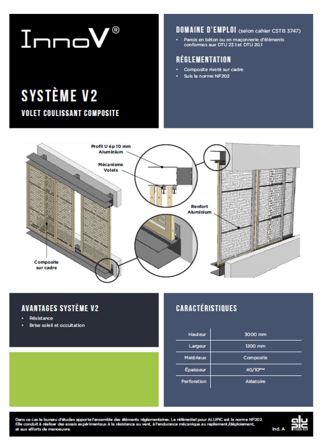 InnoV Système V2 Volet Coulissant Composite